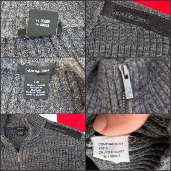 Calvin Klein ¼ Zip Men's Large Charcoal Salt and Pepper - Picture 9 of 16